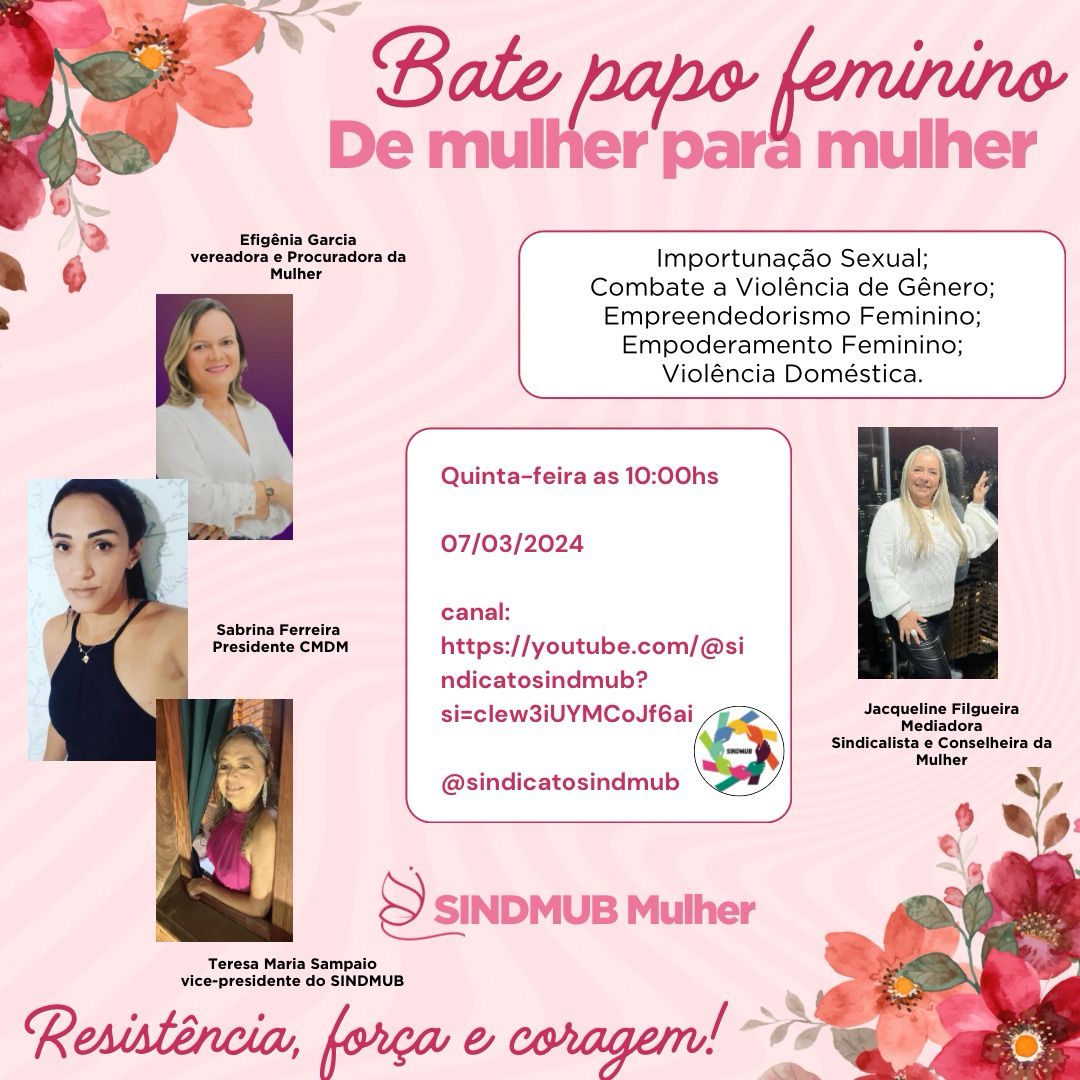 Estaremos ao Vivo neste dia 7 de Março às 10h. Aqui em nosso site e em nosso canal do Youtube