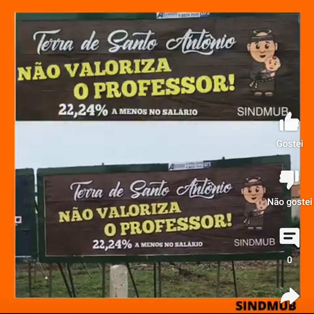 Terra de Santo Antônio não valoriza os Professores diz Outdoor  na entrada de Barbalha.
