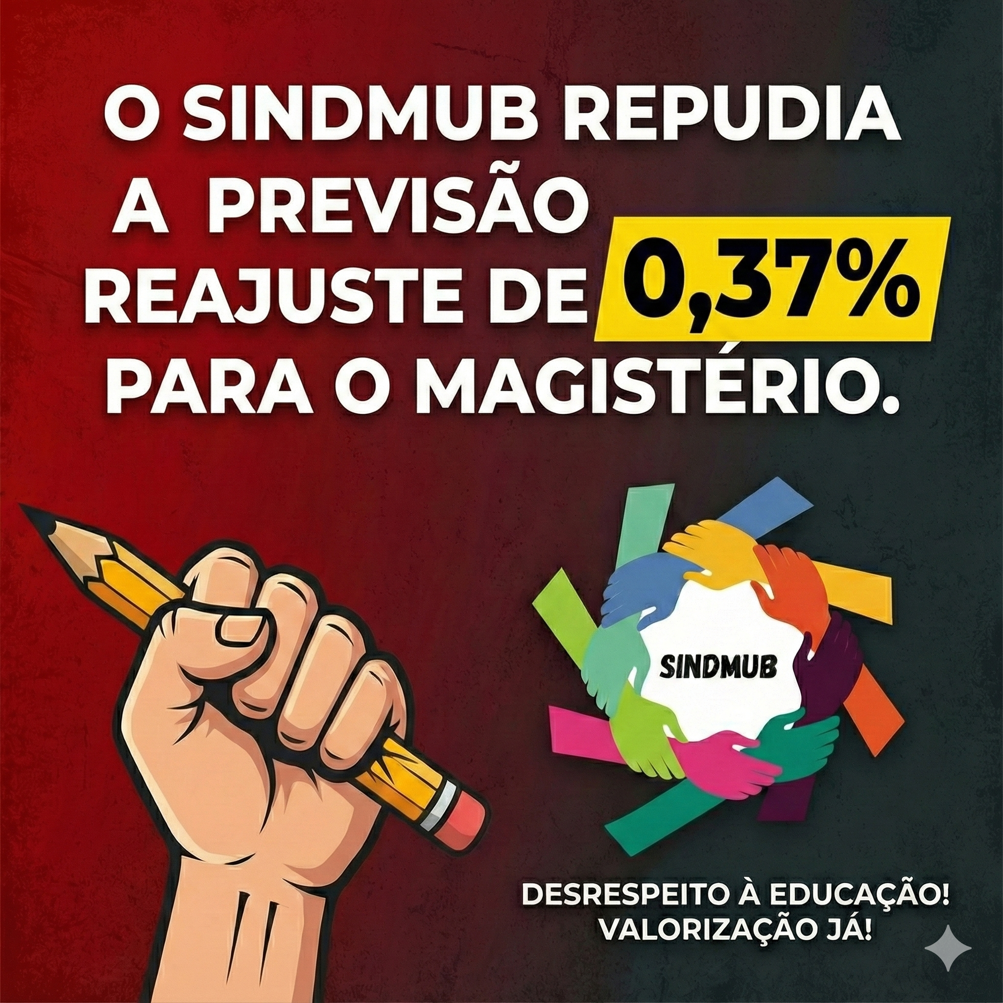 O SINDMUB repudia a Previsão de reajuste em 0,37% para o Magistério.