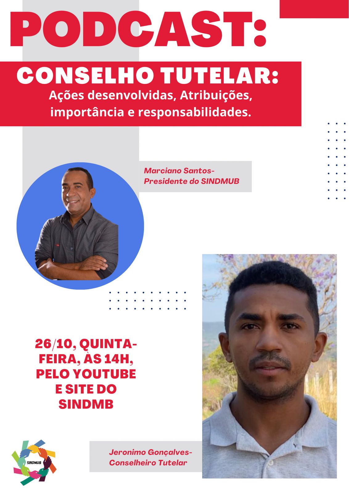 Nesta Quinta às 14h. Tem PodCast Sindmub